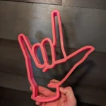 3D printed ASL I Love You sign with stand by Chic Layered Studio