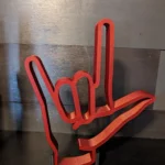 3D printed ASL I Love You sign with stand by Chic Layered Studio