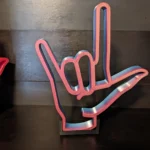3D printed ASL I Love You sign with stand by Chic Layered Studio