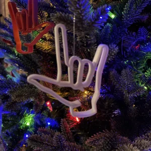ASL I Love You Christmas ornament set